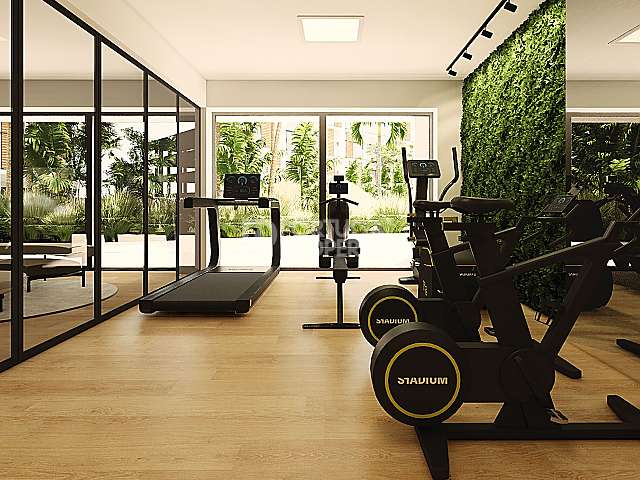 1-Bett-Wohnungen, geschlossene Eigentumswohnung, im Bau mit beheiztem Pool und Fitnessraum