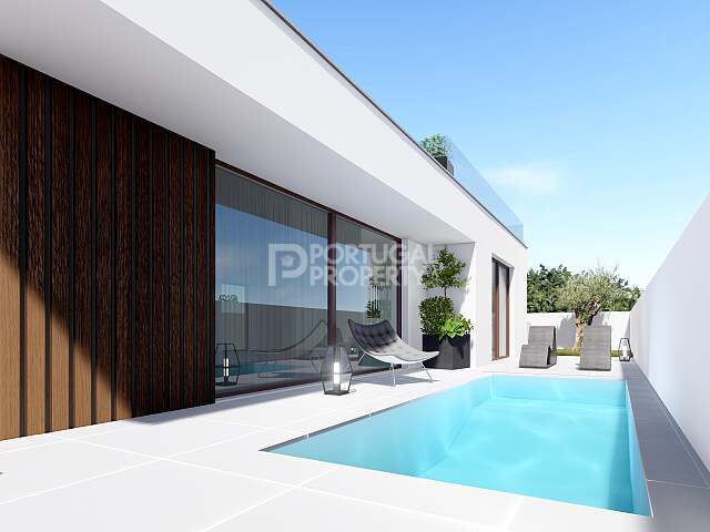 Villa contemporanea T2 con piscina e garage - Potenziale di conversione T2+1